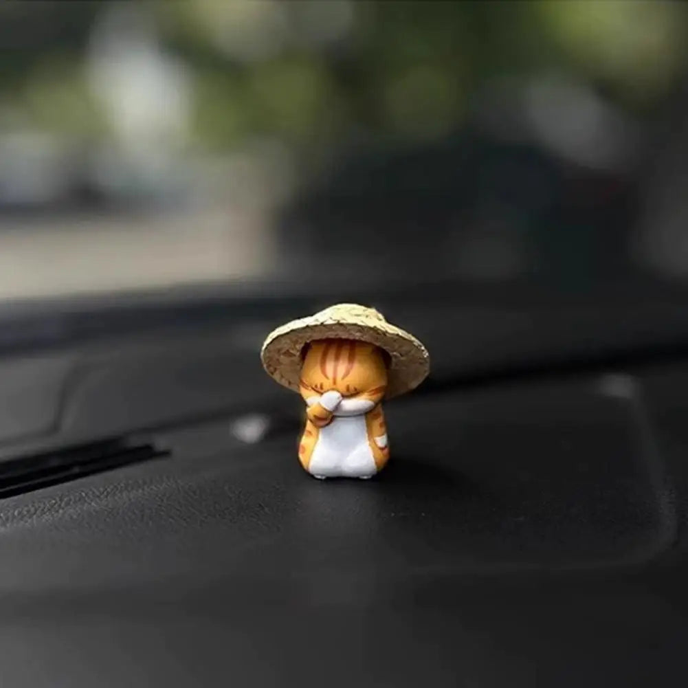 Car Pendant Cute Adorable Straw Hat Cat Ornaments Car Rearview Mirror Pendant Interior Decoration Accessories Girls Gift HIP