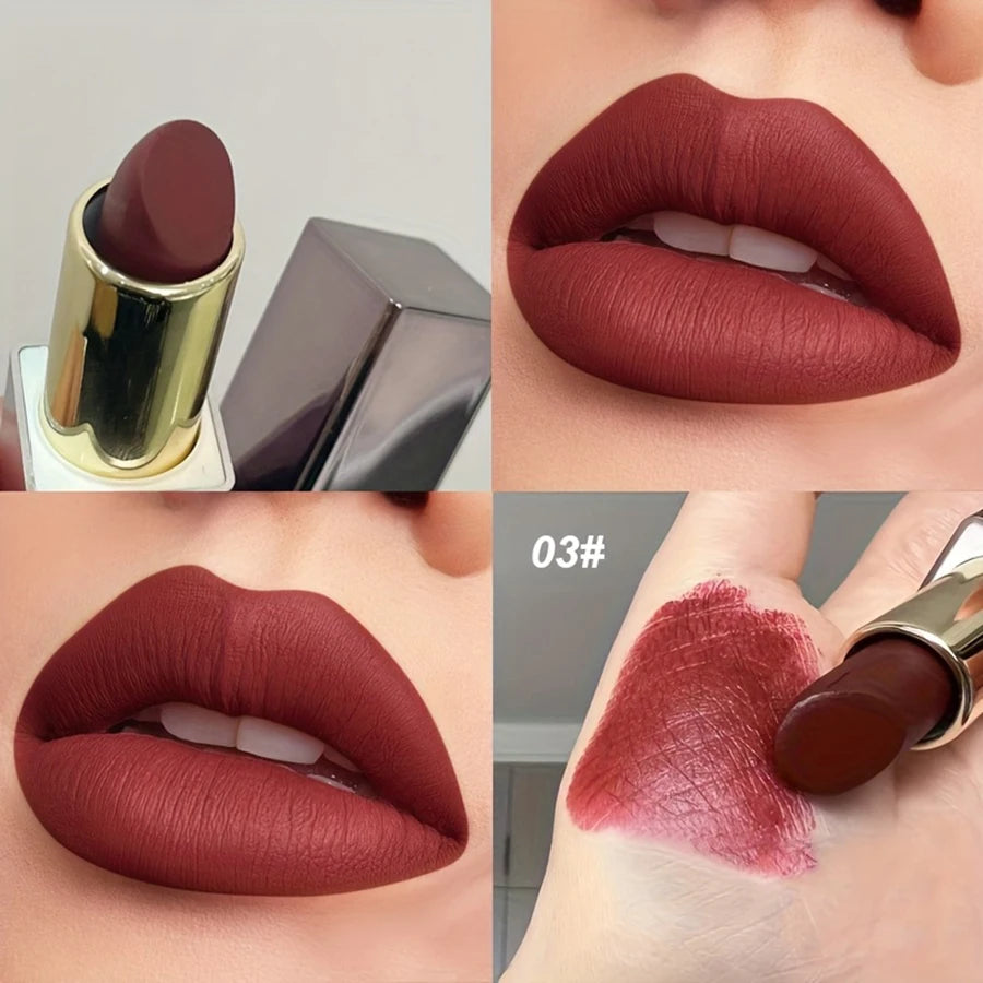 Available in 3 Shades Matte Lipstick Matte Velvet Waterproof Non-fading Lip Gloss That Enhances Color and Brightens Lips Suitabl HIP Color03 4g