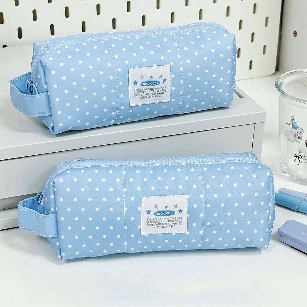 Polka Dot Pencil Case – Large Capacity Zipper Pouch for Students Pencil Case HIP