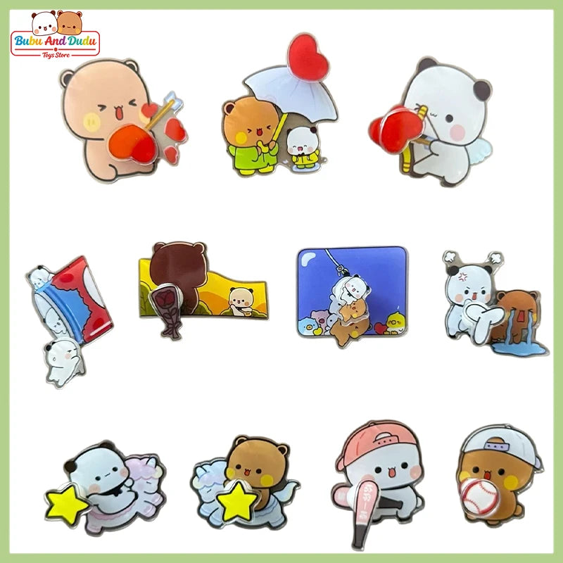 11-Pc Panda Bubu & Dudu Rotating Acrylic Fridge Magnets Anime Fridge Magnets HIP