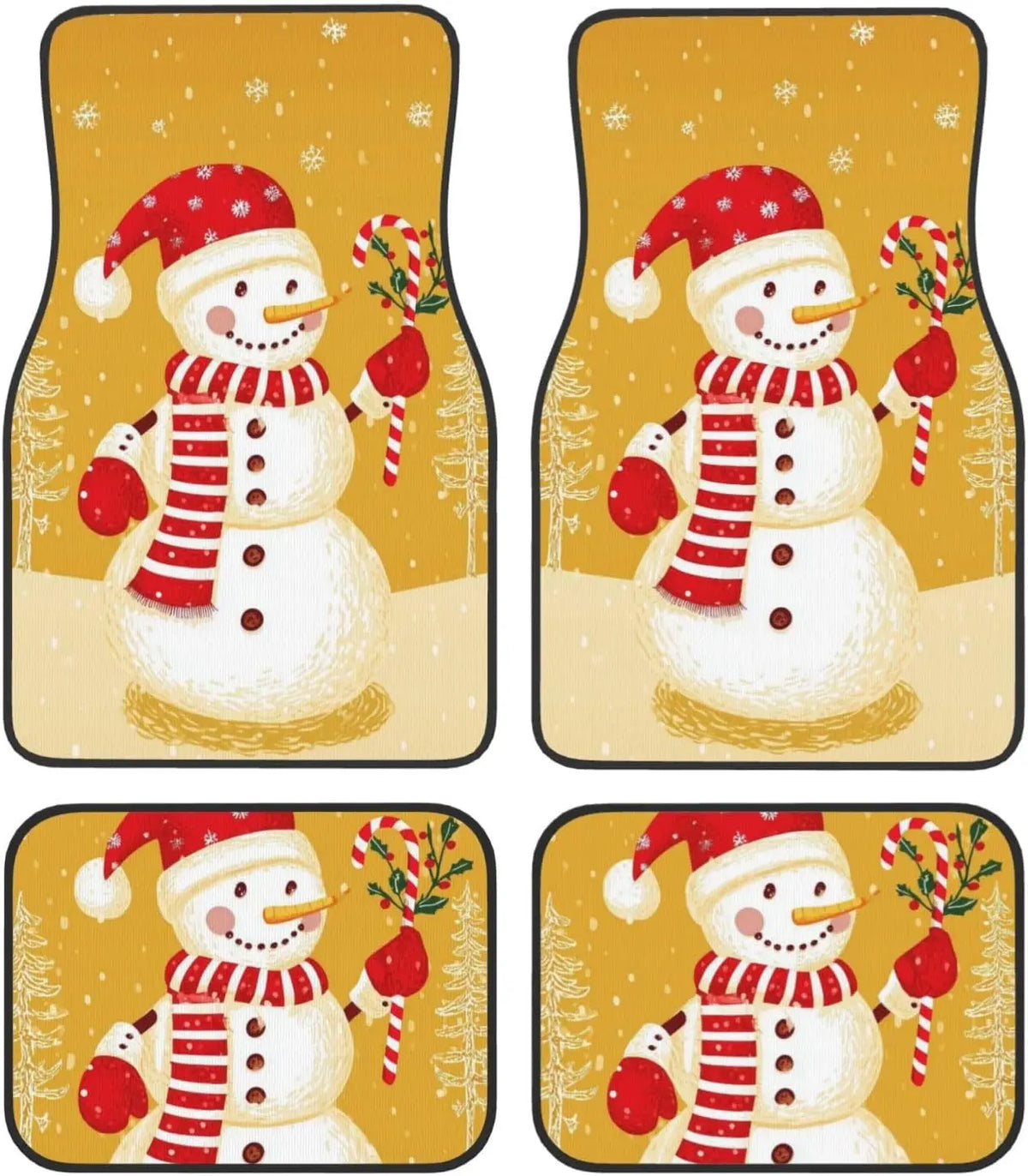 Christmas Snowman Car Floor Mats – 4-Piece All Weather Set Automotive Floor Mats HIP 1