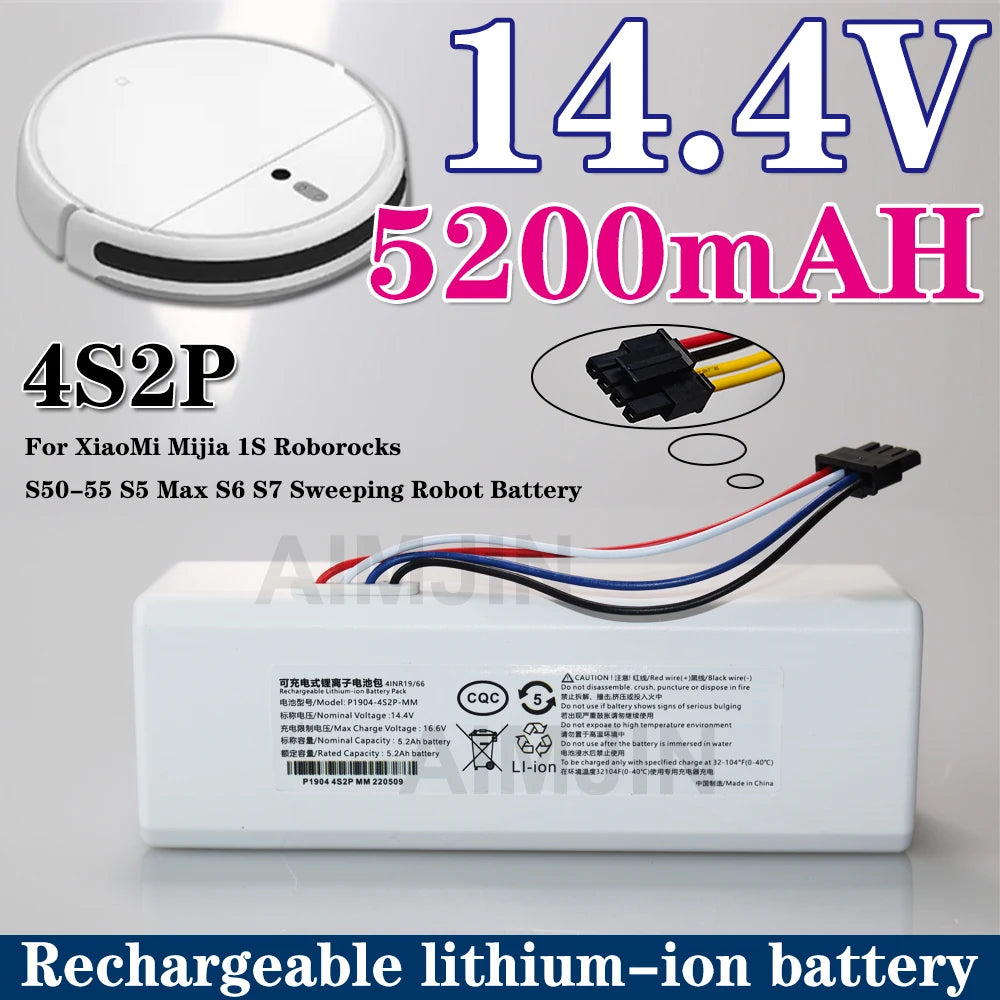 14.4V 5200mAh Li-Ion Battery for Xiaomi Robot Vacuum P1904 Robot Vacuum Battery HIP China Mainland
