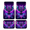 4-Piece Purple Owl Car Floor Mats – Non-Slip Rubber Set Car Floor Mats HIP black