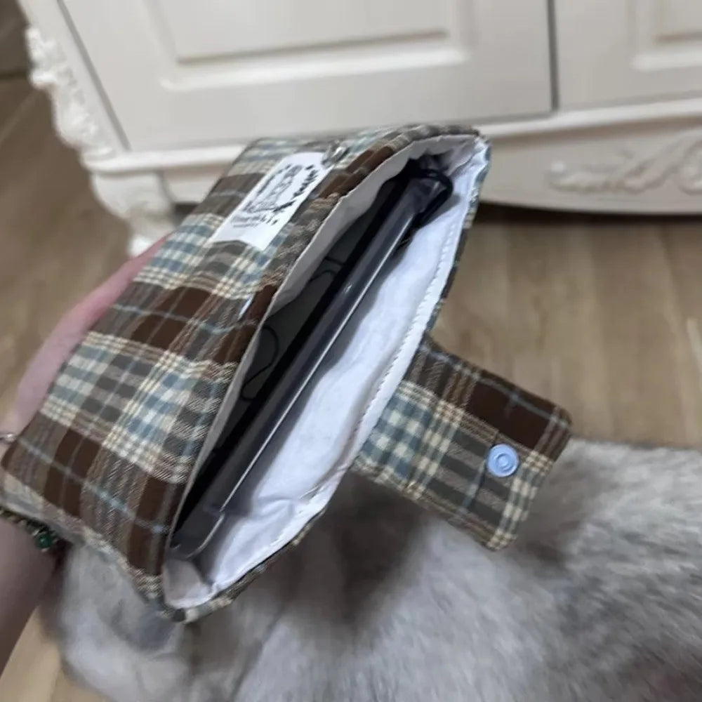 6-7 Inch E-Reader Sleeve – Plaid Padded Shockproof Pouch E-Reader Sleeve HIP