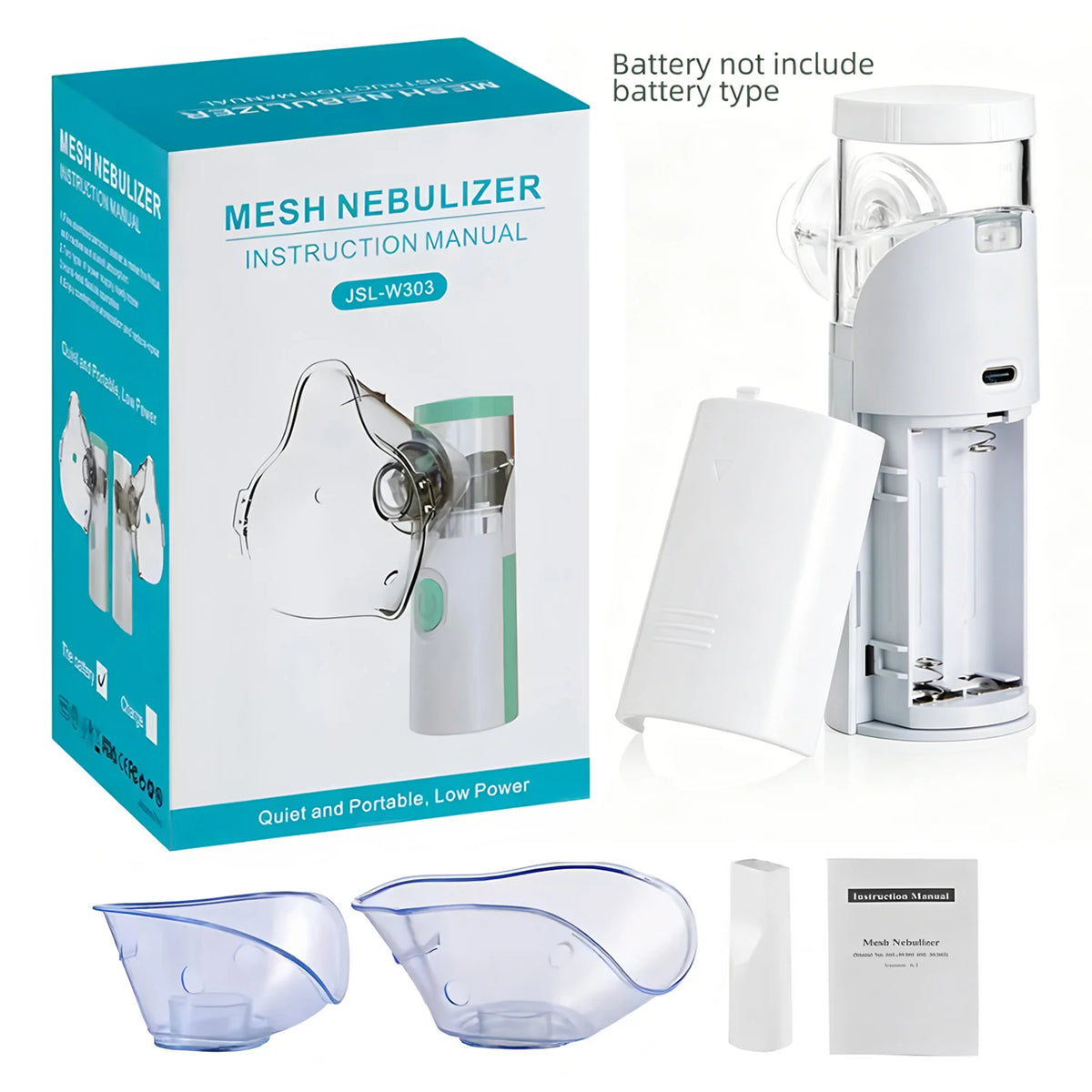 Fireurus Handheld Pet Nebulizer for Cats & Dogs – 2 Masks Pet Nebulizer HIP White