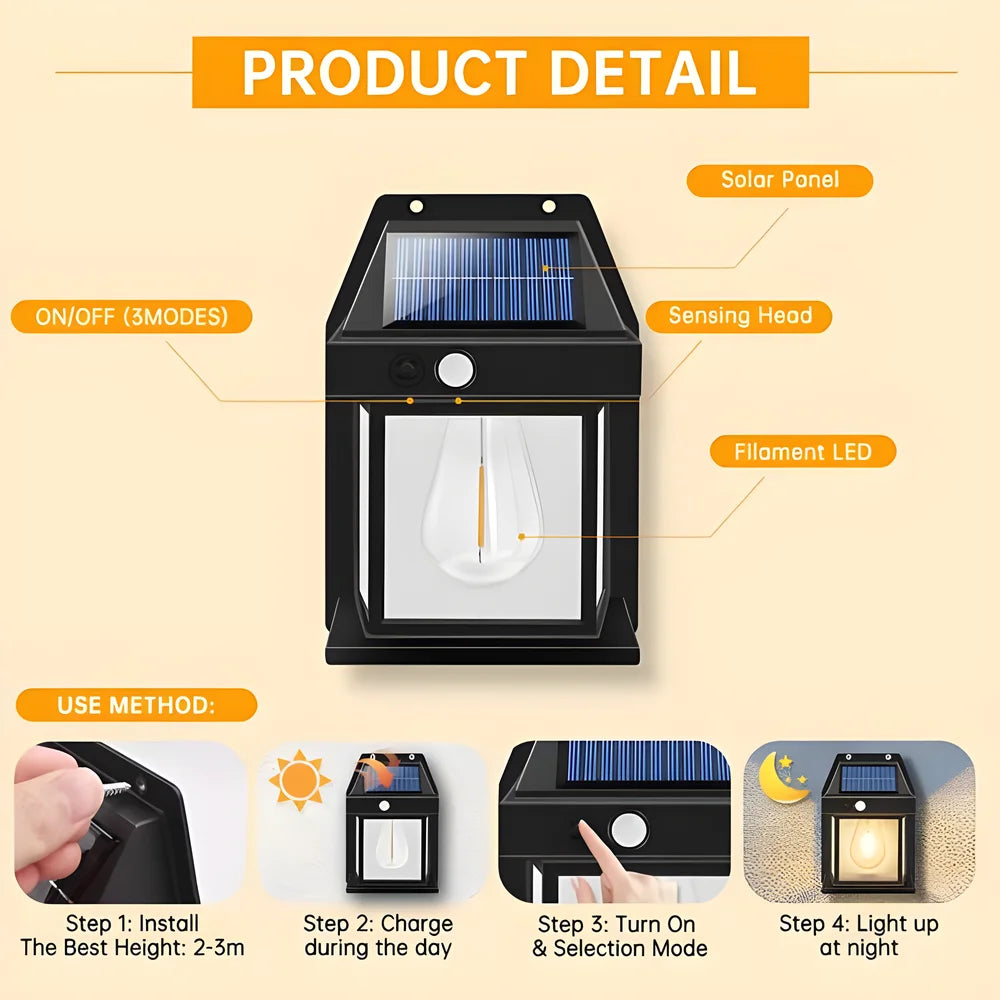 Solar Outdoor Wall Lamp – Waterproof Garden Night Light Solar Wall Light HIP