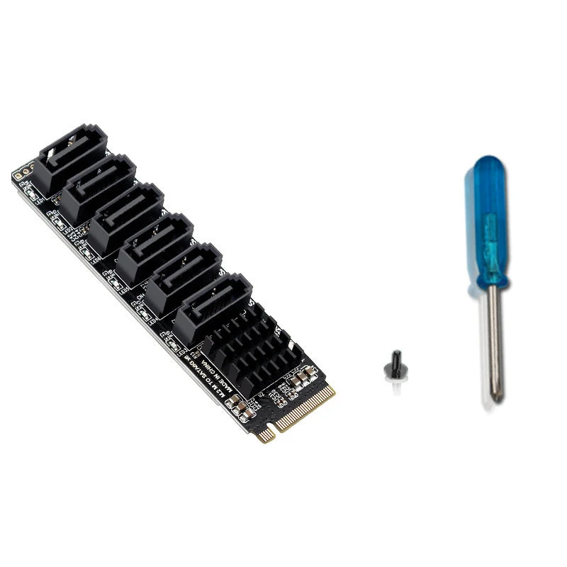 M.2 NVMe to 6-Port SATA 3.0 Expansion Card – PCIe 3.0 x2 SATA Expansion Card HIP