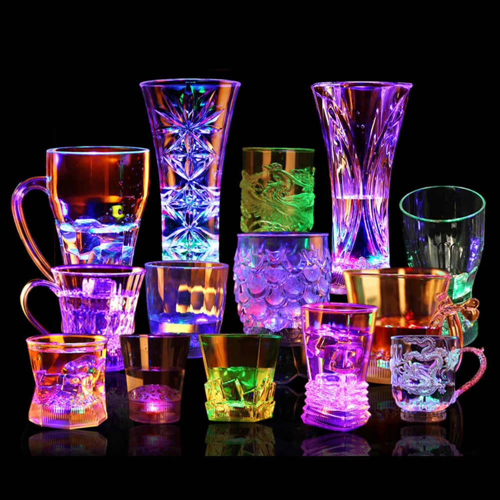 Flashing Cup Wine Beer Whisky Mug Water Beverage Drinking Glass LED Automatic Glowing Cup Party Decorative Supplies New HIP