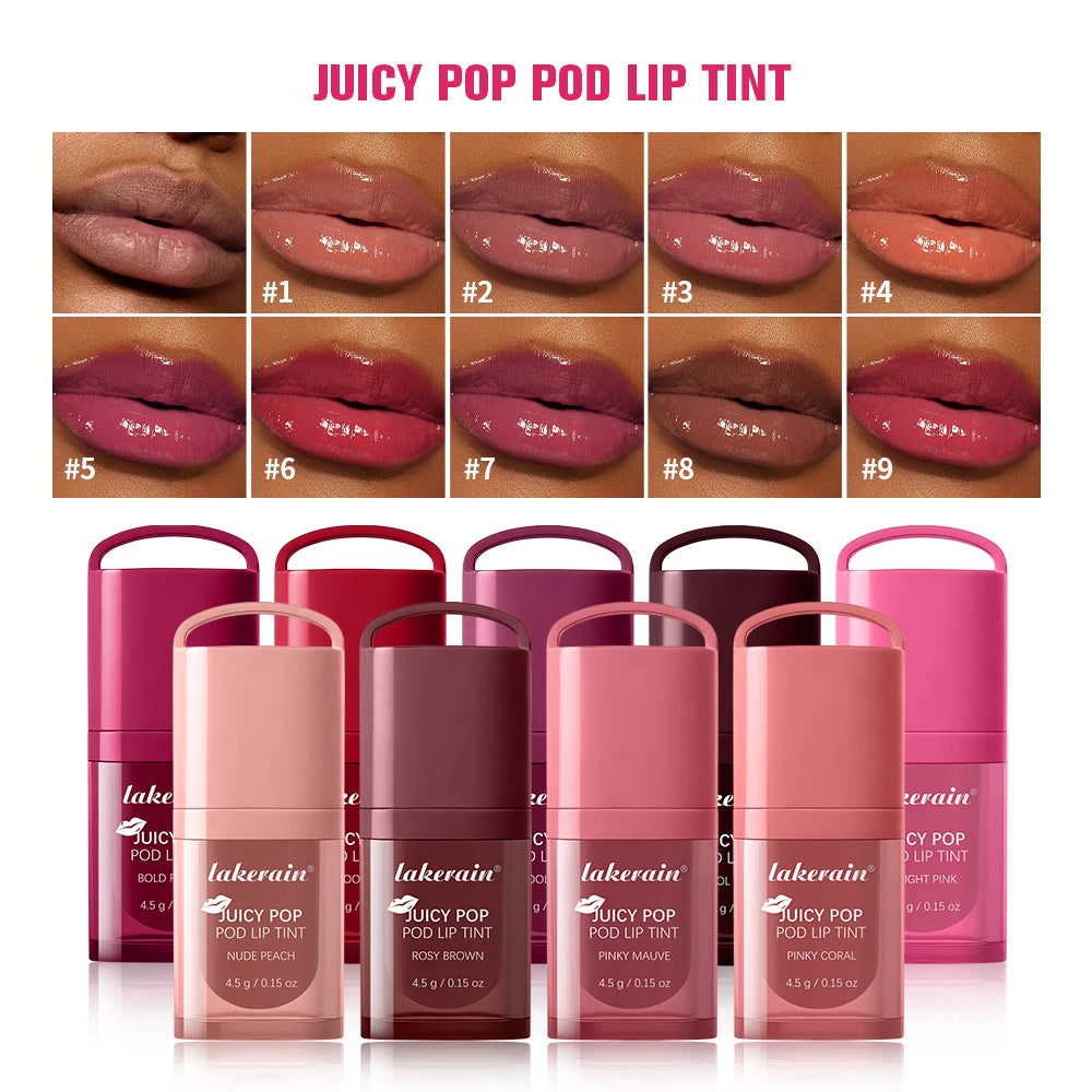 Juicy Hydrated Lip Tint 9 Colors Long Lasting Moisturizing Nourishing Lip Gloss Non-Sticky Buckle Design Lip Stain HIP