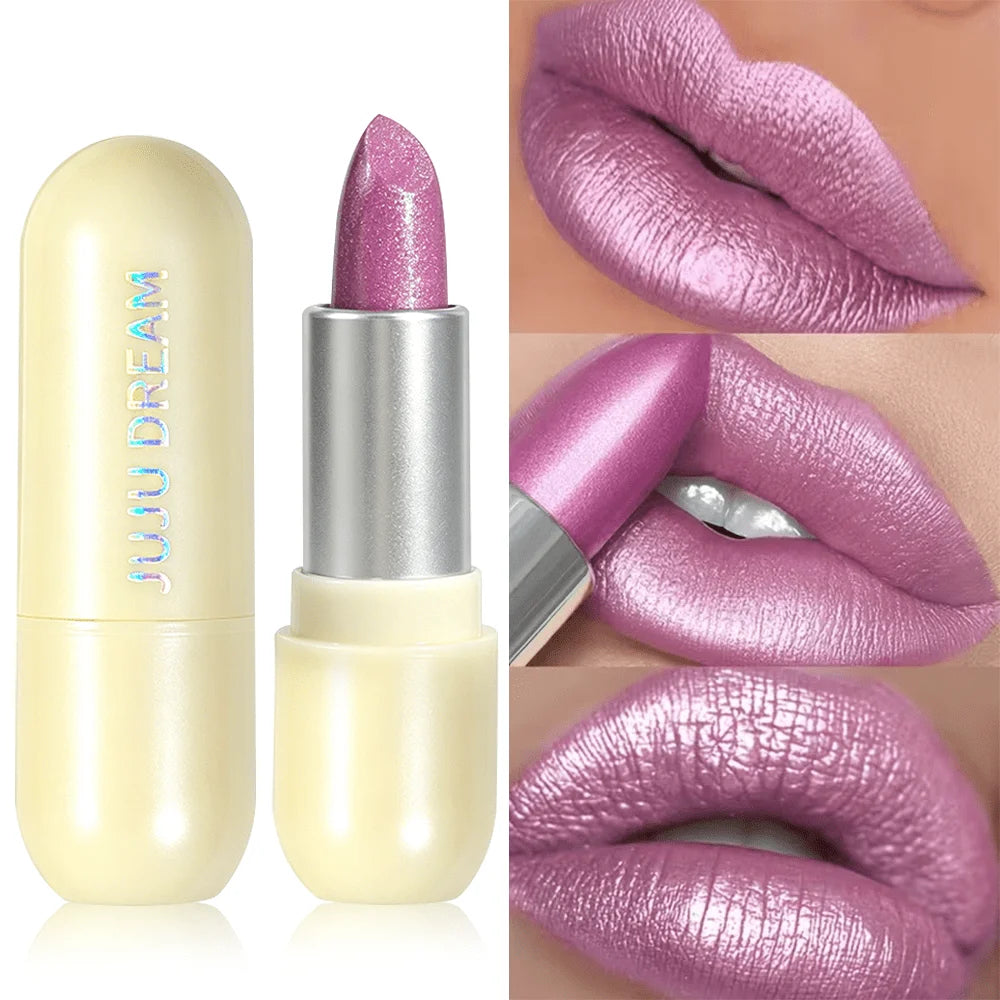 JUJU Dream Shimmer Metallic Lipstick – Bold High Pigment Lip Metallic Lipstick HIP