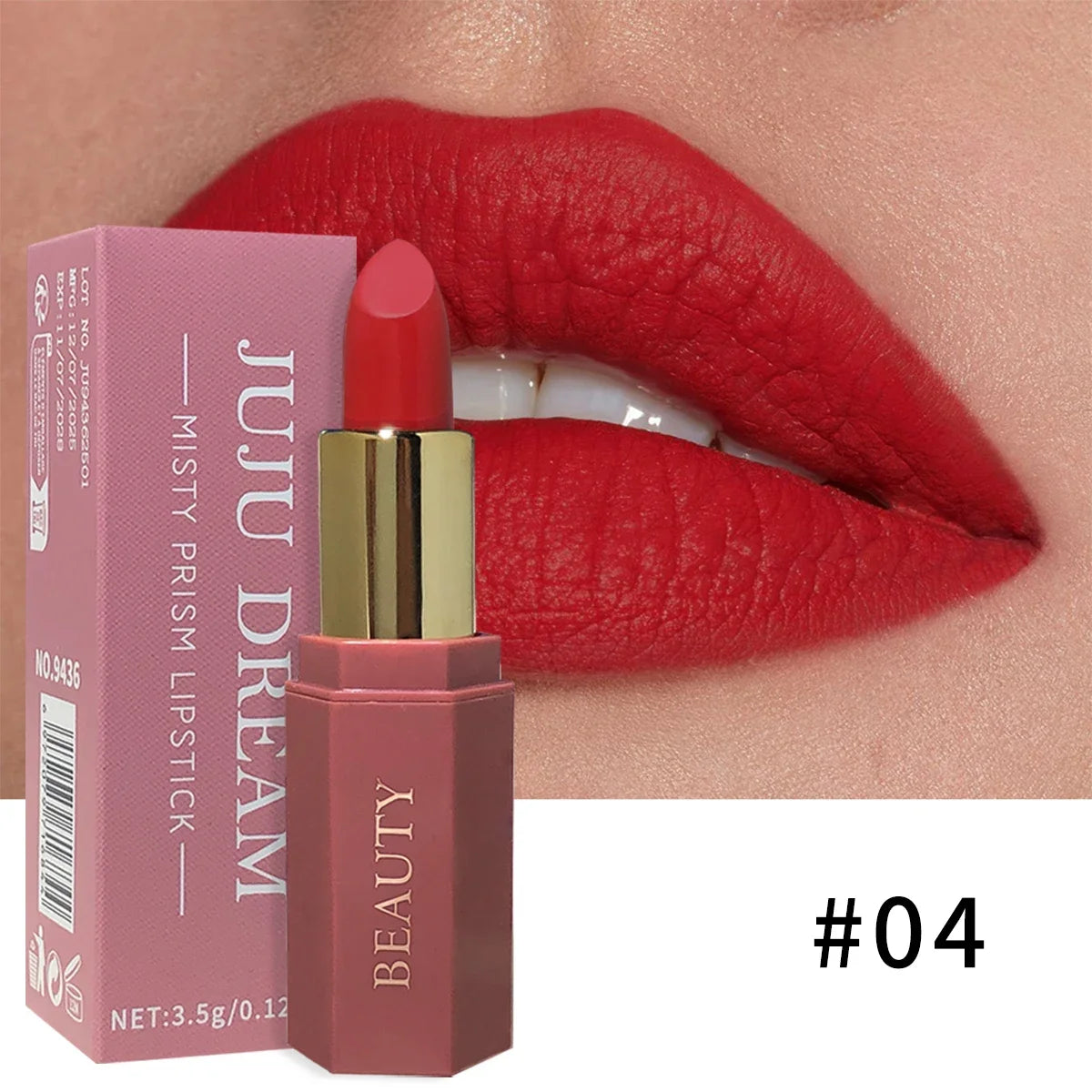 JUJU Dream 6-Pc Matte Velvet Lipstick Set – Waterproof & Glitter Lipstick Set HIP 04