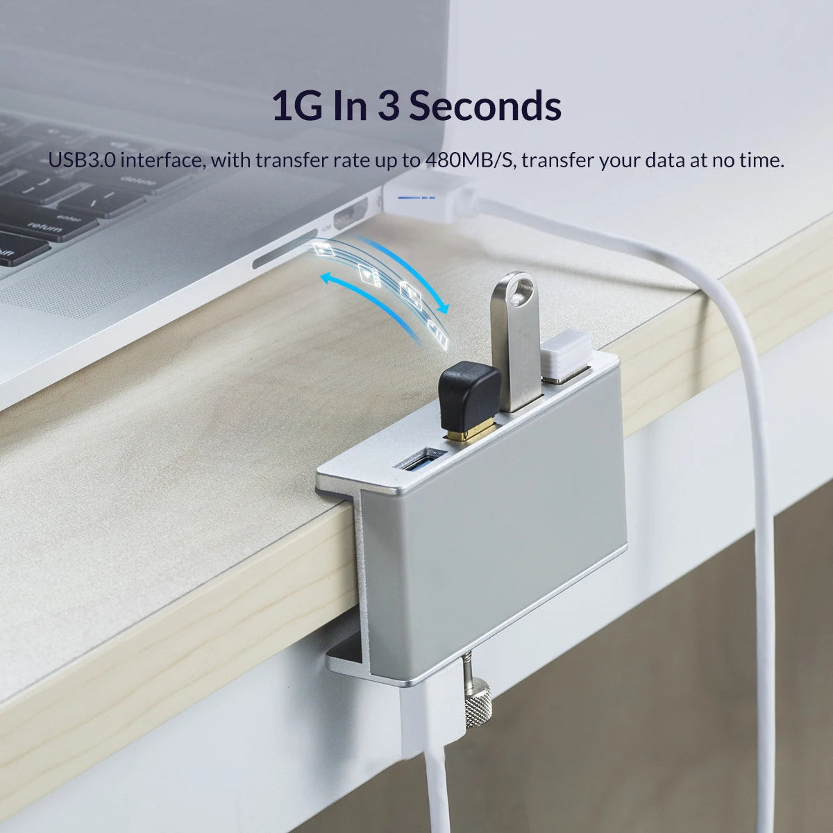 6-Port Clip-On USB 3.0 Hub Docking Station – 5Gbps USB Hub Docking Station HIP