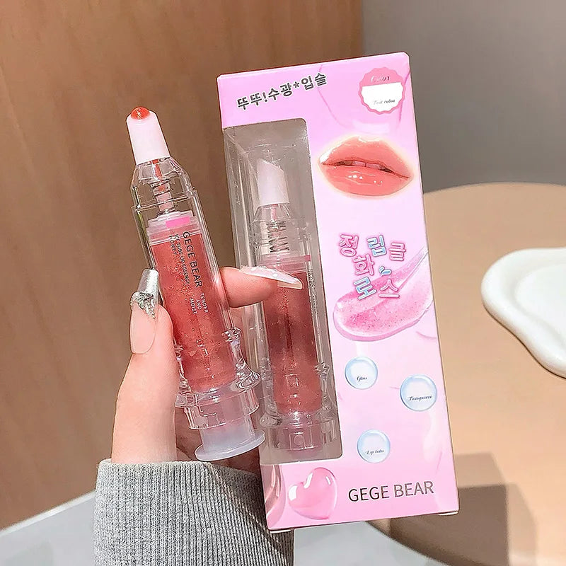 Gege Bear Ice Beet Lip Gloss – Hydrating Glitter Balm Lip Gloss HIP