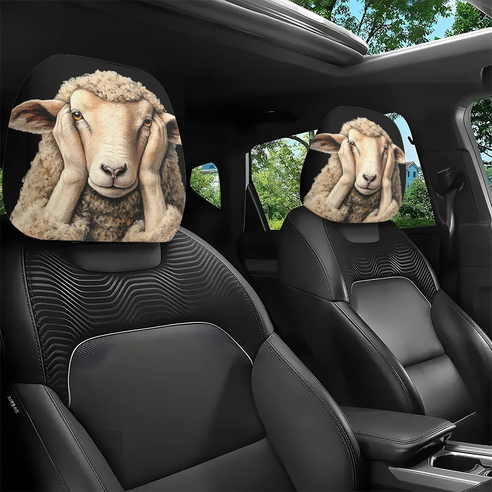 2-Pack Whimsical Sheep Car Headrest Covers | Easy Install Car Headrest Covers HIP
