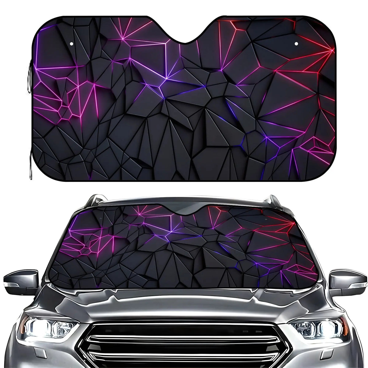 Cartoon Punk Geometric Windshield Sunshade – UV Protection Car Windshield Sunshade HIP M