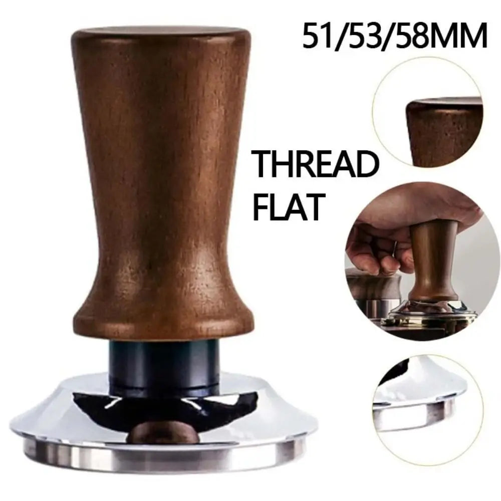Coffee Tamper 51/53/58mm – Wooden Handle & Stainless Base Espresso Coffee Tamper HIP