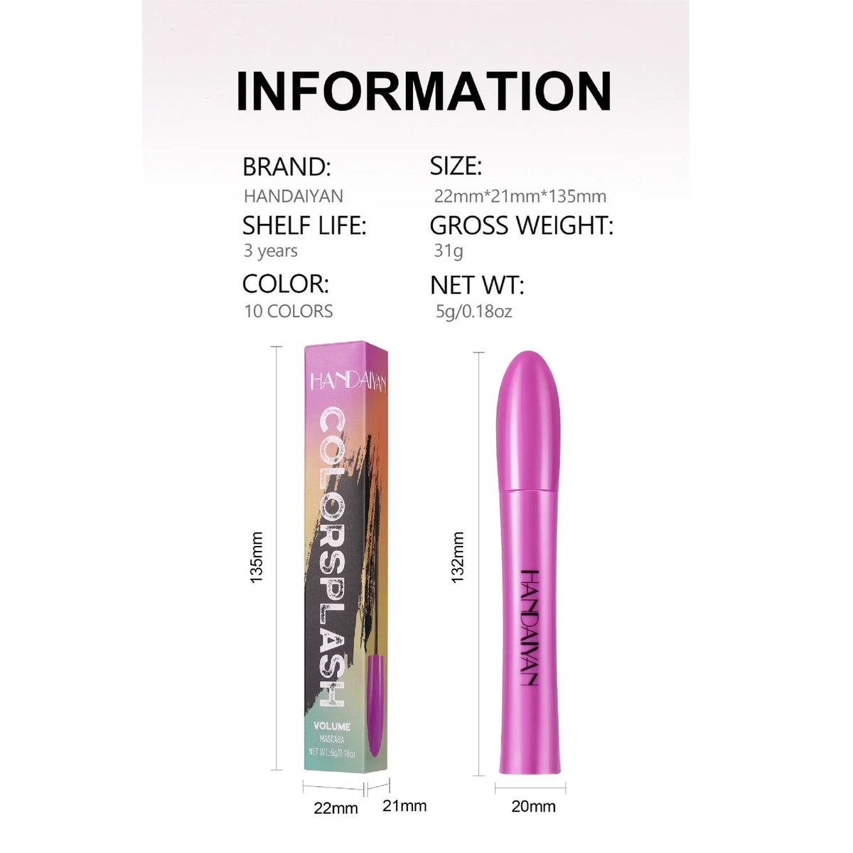 Handaiyan Colorful Silk Mascara – Waterproof & Volumizing Color Mascara HIP