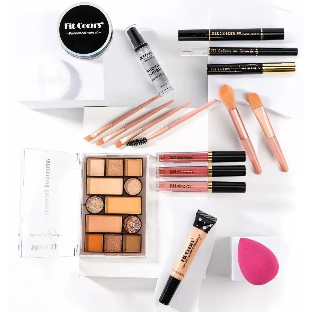 Fit Colors All-in-One Waterproof Makeup Kit – 16-Piece Set Complete Makeup Set HIP