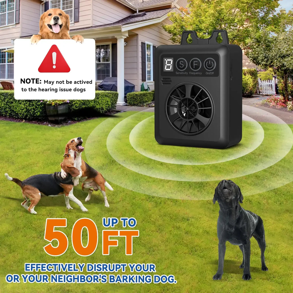 Ultrasonic Bark Control Device – 4 Modes, 50FT Waterproof Bark Control Device HIP
