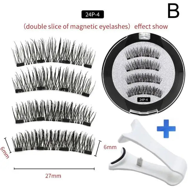 2 Pair 3D Magnetic False Eyelashes Reusable Magnetic Eyelashes With 4 Magnetic Lashes Natural Eyelash Extension Makeup Tools HIP B