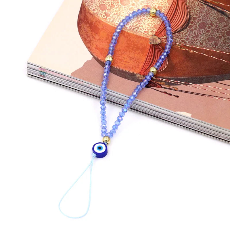 Fashion Jewelry Wholesale Phone Chain Multicolor Crystal Evil Eye Phone Charm Lanyard Strap for Phone Decoration Accessories HIP A004x
