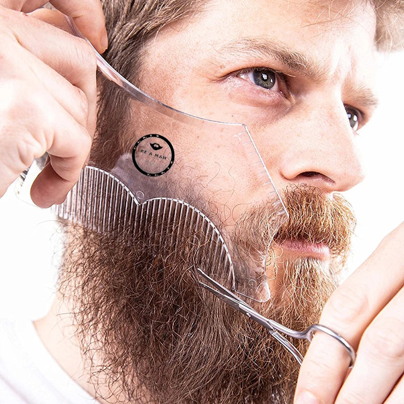 1PC Men Beard Styling Template Stencil Beard Comb for Men Lightweight and Flexible Fits All-In-One Tool Beard Shaping Tool HIP
