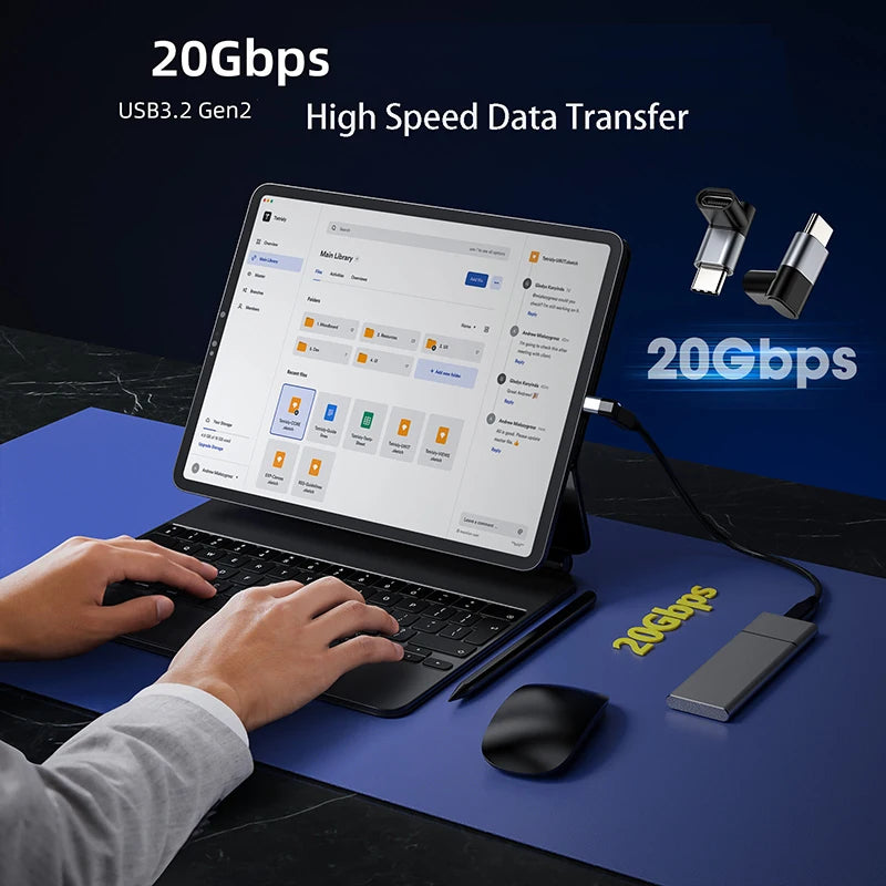 USB-C PD 100W Elbow Adapter – 4K60Hz & 20Gbps | HIP USB-C Elbow Adapter HIP