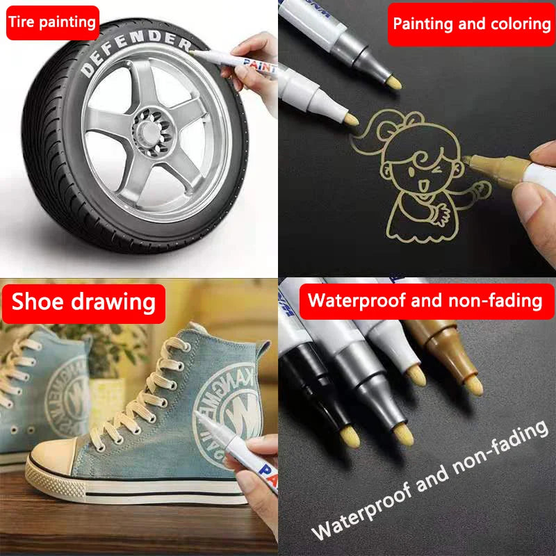 Permanent White Oily Marker Pens – 4 Sizes, Waterproof Art Marker Pen Set HIP