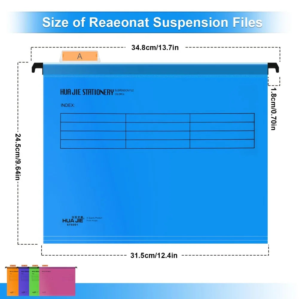 A4 Suspension Hanging File Folders – 12-Pack, 5 Colors Hanging File Folders HIP