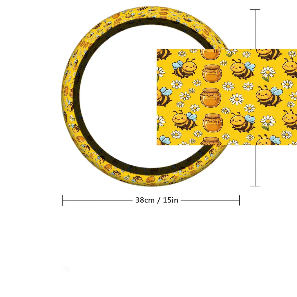 Neoprene Steering Wheel Cover – Bee & Daisy Print Steering Wheel Cover HIP