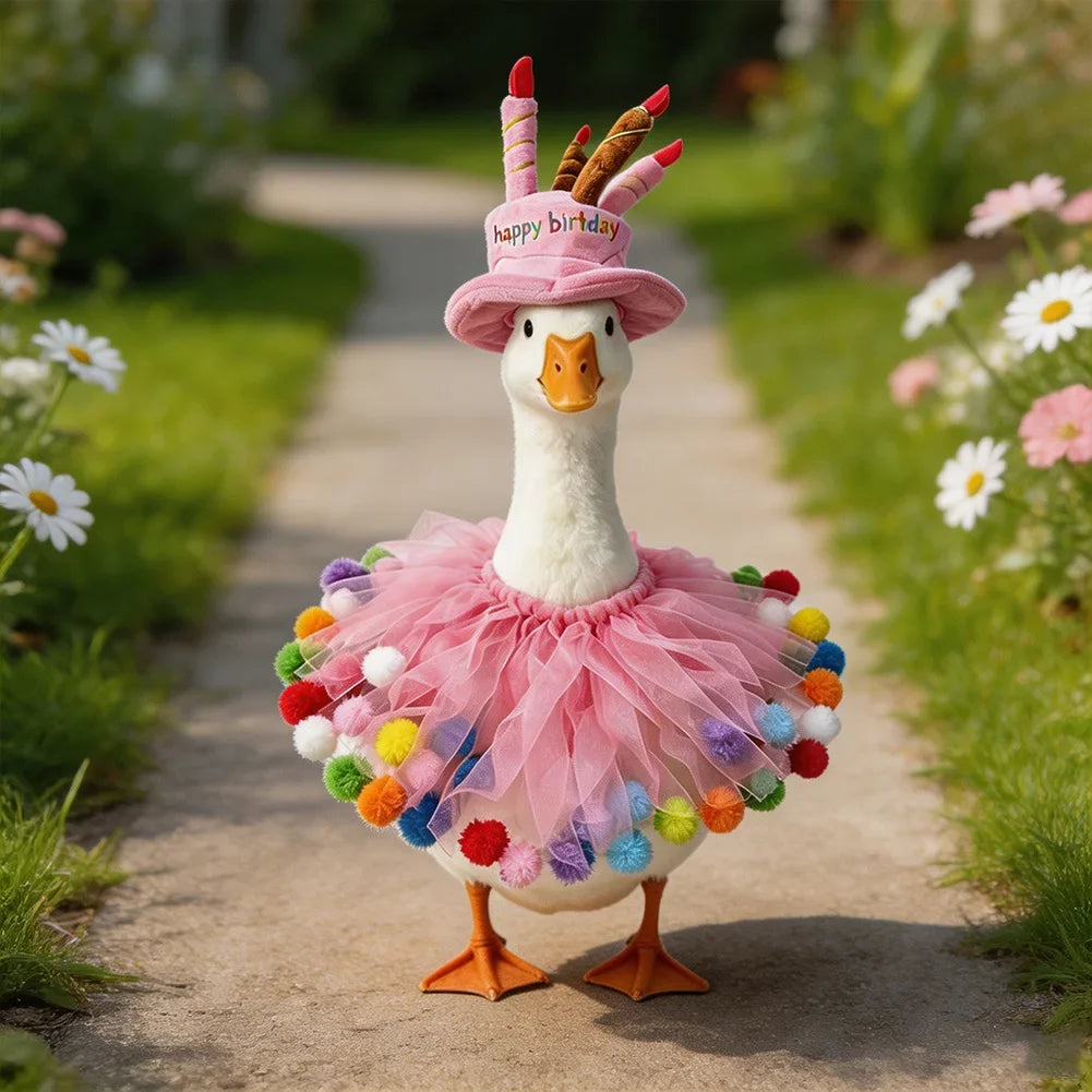 Birthday Porch Goose Outfit Party Hat Set 23 Inch Lawn Goose Clothes For Cement Plastic Goose Yard Garden Decor HIP