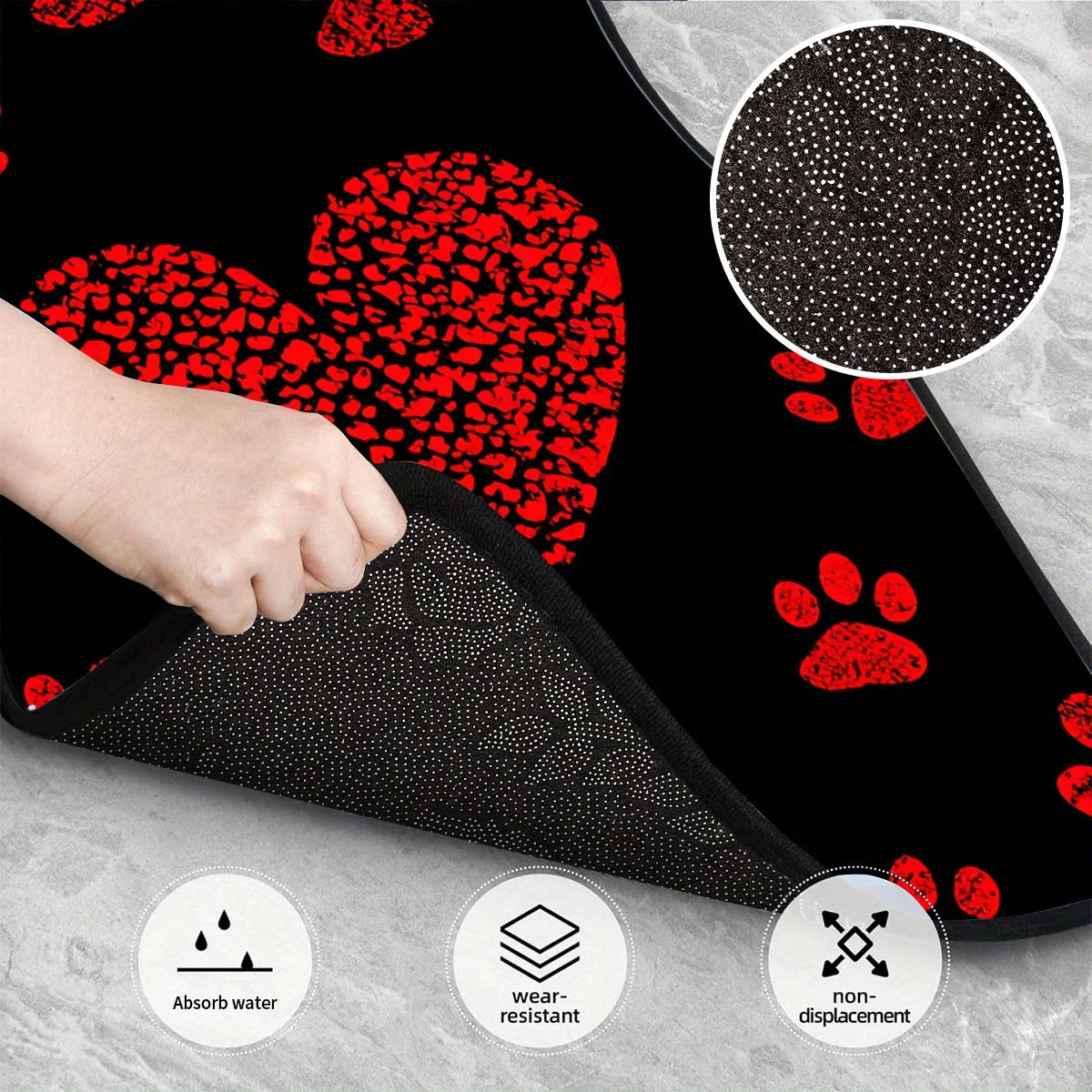 4-Piece Red Paw Print Car Floor Mats – Universal All-Season Car Floor Mats HIP