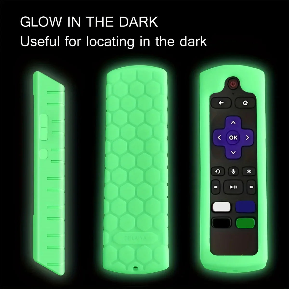 Luminous Silicone Remote Cover for TCL Hisense Roku – 1/2/3 Pack Remote Control Cover HIP
