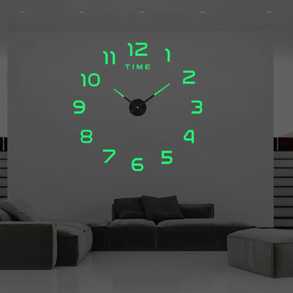 Large DIY Acrylic Wall Clock 40cm/90cm 3D Silent Frameless Wall Sticker Home Decor Gift For Living Room Bedroom Kitchen Office HIP
