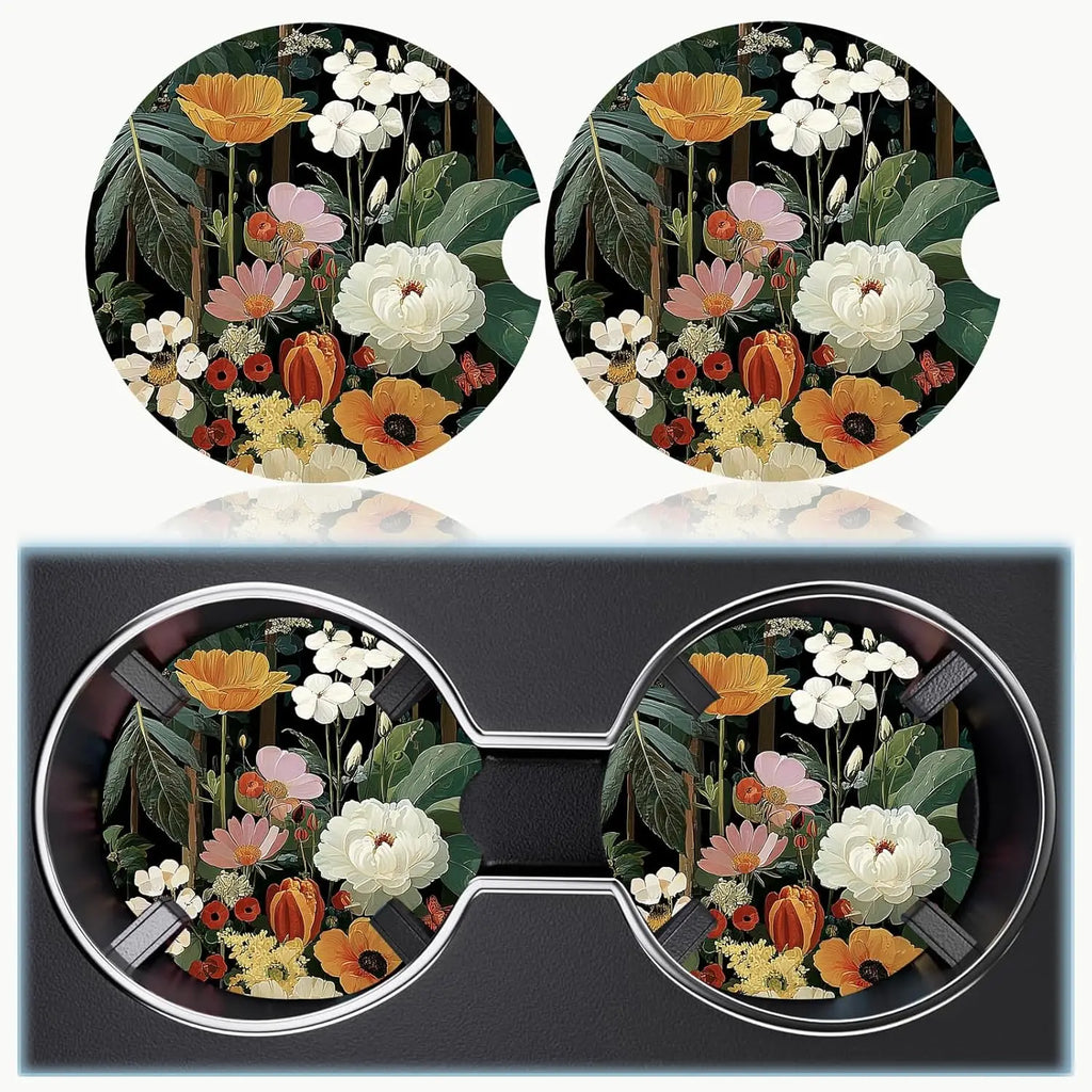Car Cup Holder Ceramic Coaster Set of 2 – Cork Backing Car Cup Coaster Set HIP