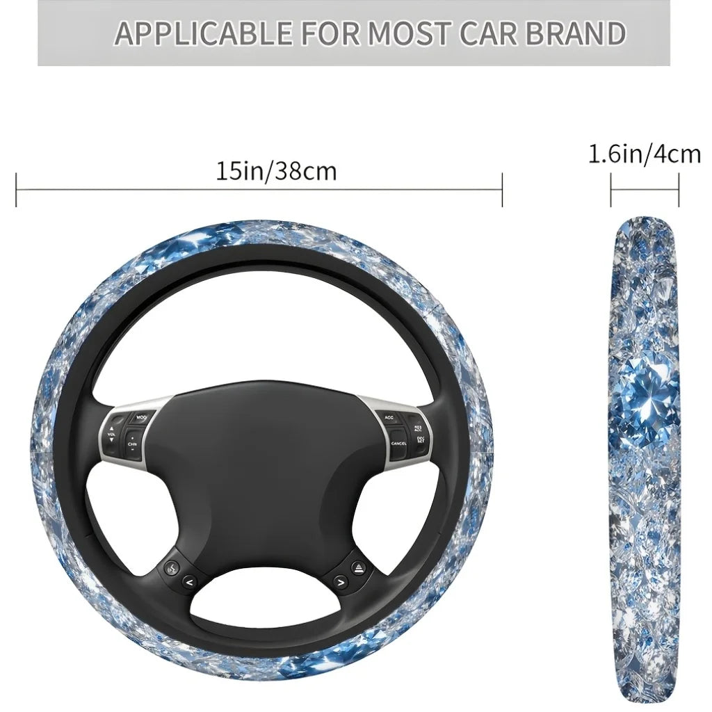 Ice Crystal Floral Steering Wheel Cover – Soft & Breathable Steering Wheel Cover HIP
