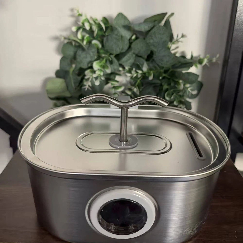 3.2L Pet Water Feeder With Transparent Window Silent Filter With Faucet Stainless Steel Automatic Dog Drinking Fountain HIP