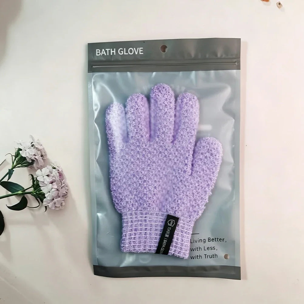 Five Finger Shower Gloves 1pc Frosted Rubbing Towel Exfoliating Bath Gloves Deep Cleaning Body Scrubbing Gloves HIP Purple