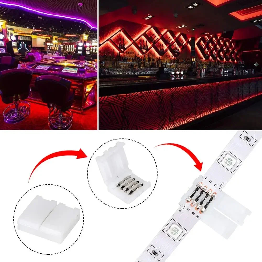 10-20PCS 4pin LED Strip Connector Solderless Strip Light to Copper Electrical Connector For SMD 5050 RGB Strip to Wire Terminal HIP