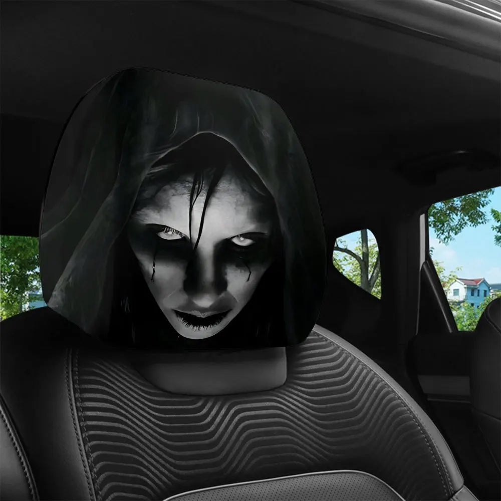 Gothic Witch Car Headrest Covers – 2-Pack Polyester Seat Protectors Car Headrest Covers HIP