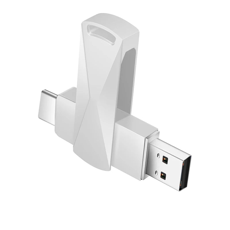 2-in-1 USB & Type-C Flash Drive 8GB–128GB | 360° Rotate USB Flash Drive HIP Silver 64 GB