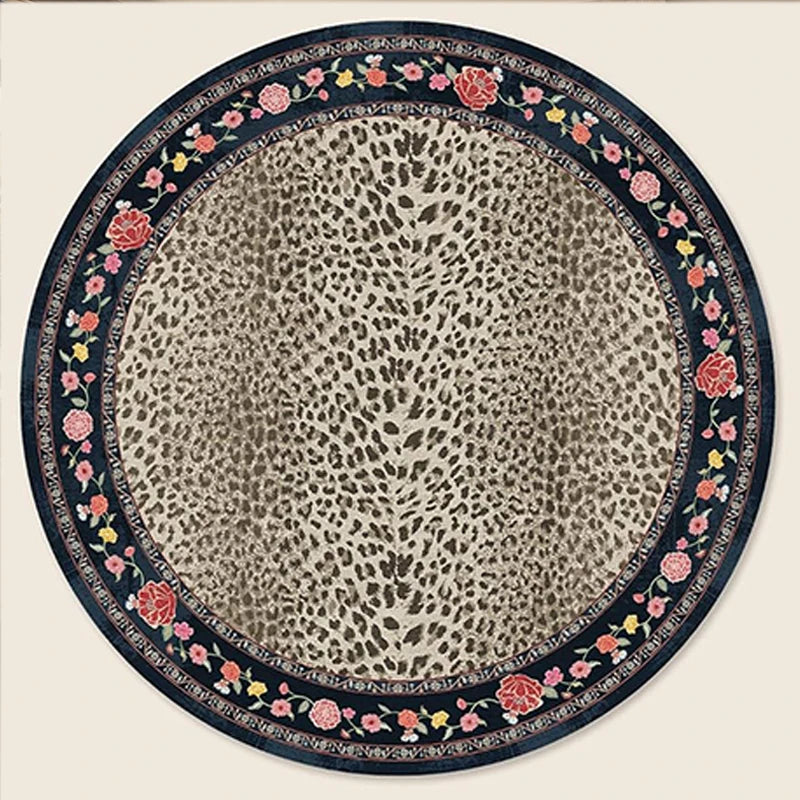Pink Round Leopard Print Rug – Soft, Non-Slip & Washable Area Rug HIP GU6921-YZ Diameter 150cm