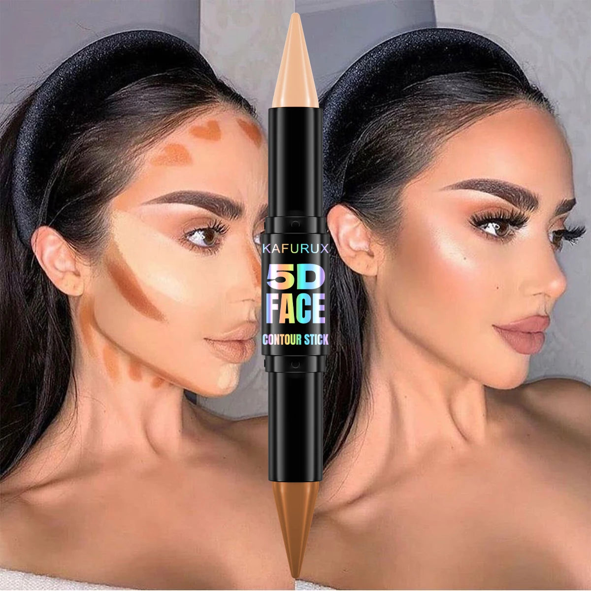 1PC Contour Stick Duo, Double-Eneed Highlight and Shadow Cream Waterproof Full Coverage Face Foundation Concealer Pen Long Lasti HIP