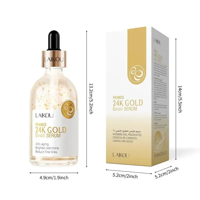 LAIKOU 24K Gold Snail Essence Face Serum 100ml – Brightening Face Serum HIP