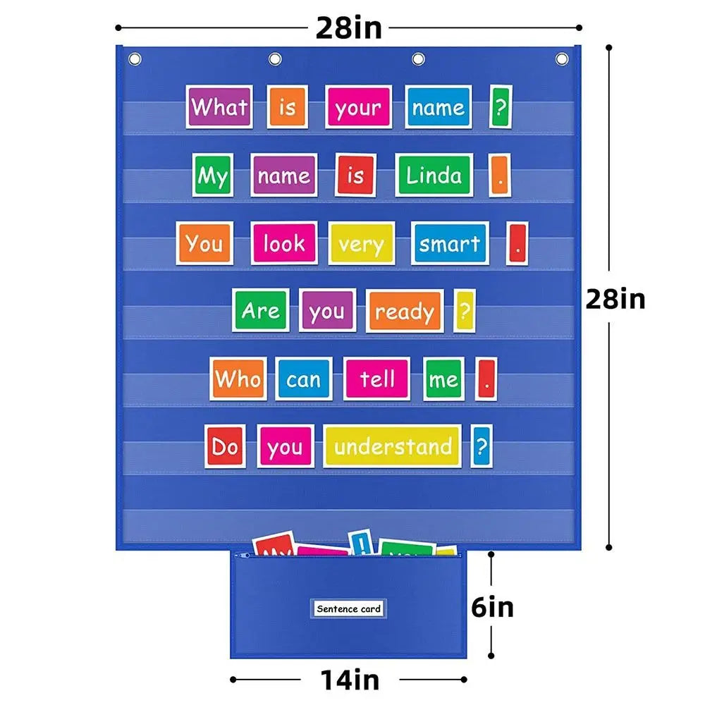Large Classroom Pocket Chart – 7 Clear Pockets for Teaching Classroom Pocket Chart HIP