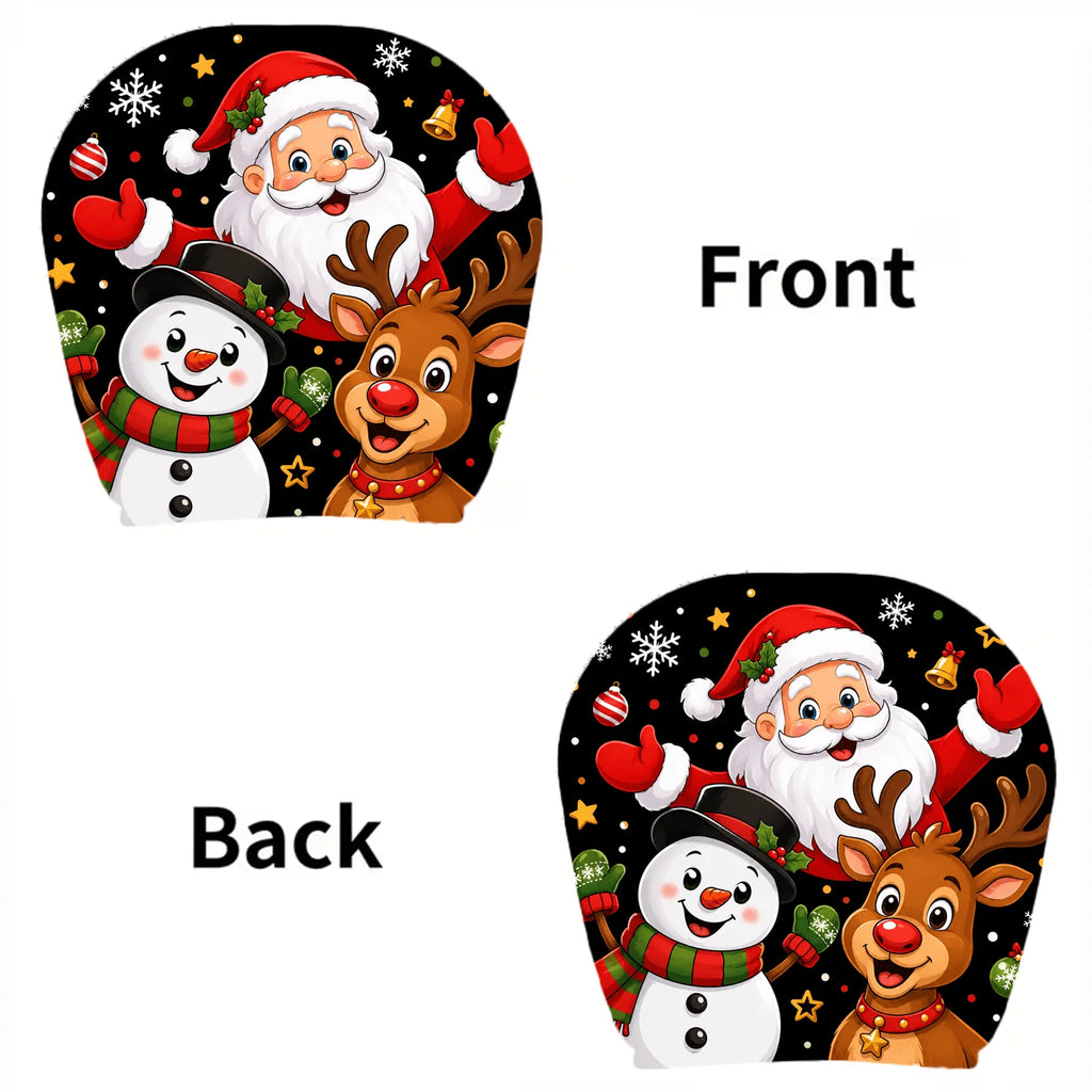 2-Pack Christmas Car Headrest Covers – Santa, Snowman & Reindeer Car Headrest Covers HIP black
