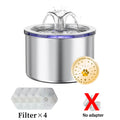 Stainless Steel Cat Water Fountain,2.2L/74oz Intelligent Pet Fountain Dog Water Dispenser for Cats Dogs Automatic Dog Drinking HIP 1set-4filter