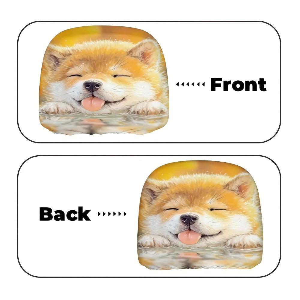 Shiba Inu Car Headrest Covers 2-Pack – Universal Polyester Fit Car Headrest Covers HIP