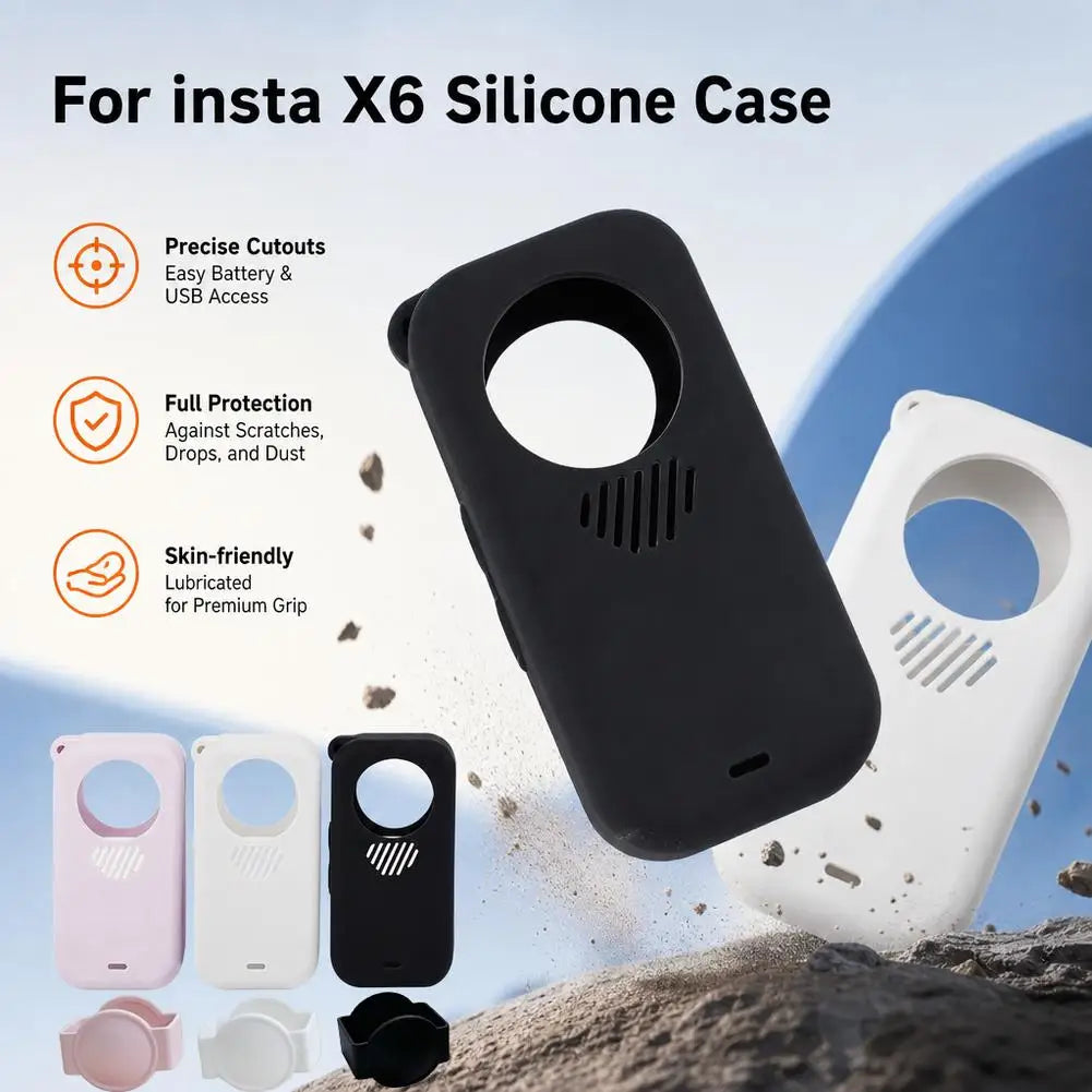 Silicone Protective Case For Insta360 X6 Panoramic Camera Anti-drop Dustproof Soft Silicone Cover Action Camera Accessories HIP