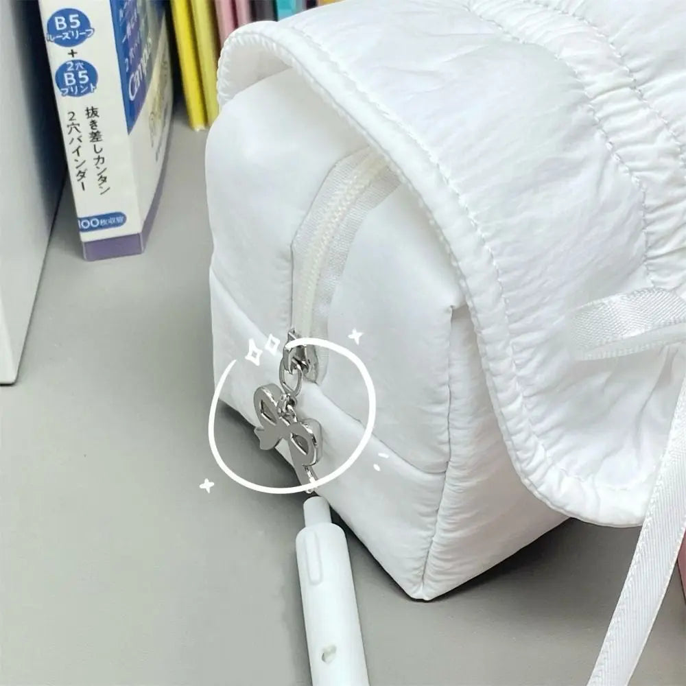 Large Capacity Bow Drawstring Pencil Case – Canvas Pen Bag Pencil Case Pouch HIP